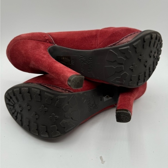 Guess chunky suede high heel shoes size 6 dark red - Picture 6 of 7